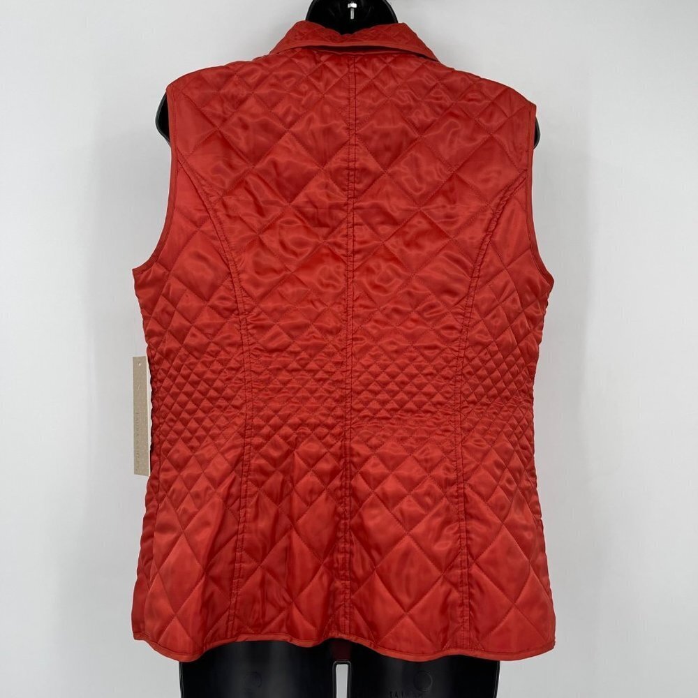 New Laura Ashley Uptown Chic‎ Quilted Vest Womens M Rust Orange Preppy - Picture 2 of 9